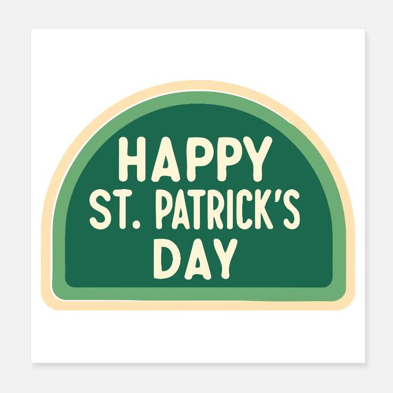 Jour Saint-Patrick Vert Badge Poster 20 x 20 cm