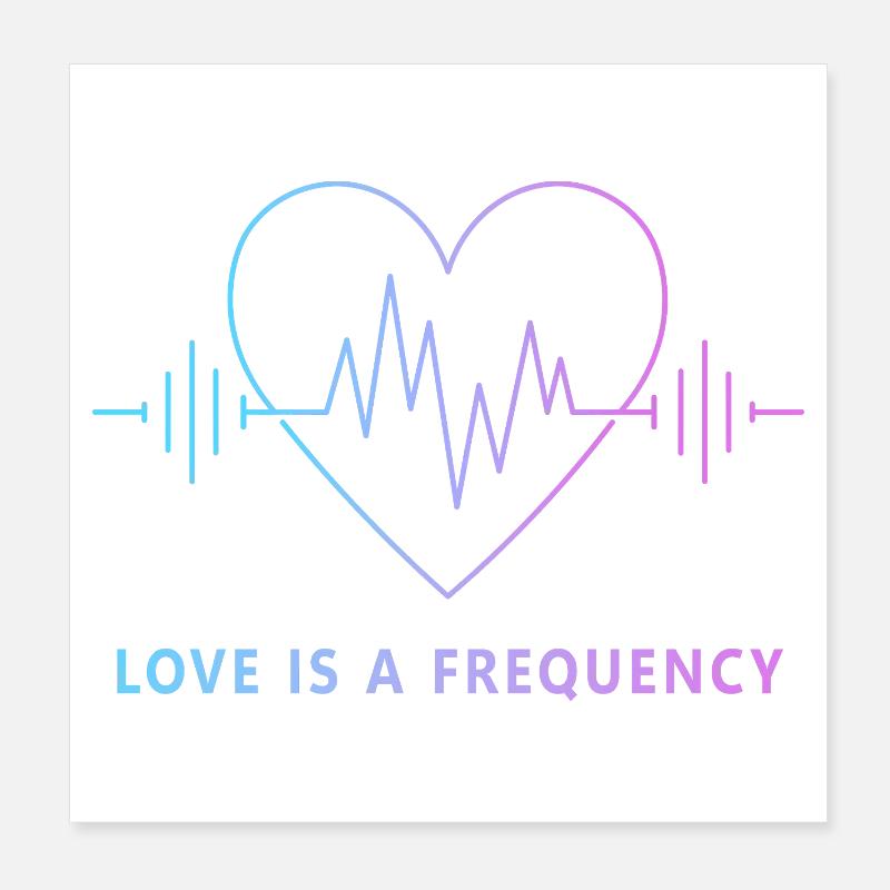 Love Is a Frequency - Herzfrequenz der Liebe Poster 20x20 cm