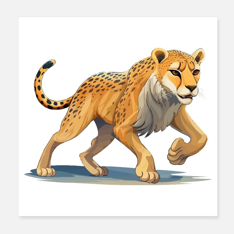 Dynamic Cheetah Illustration Poster 8" x 8" (20x20 cm)