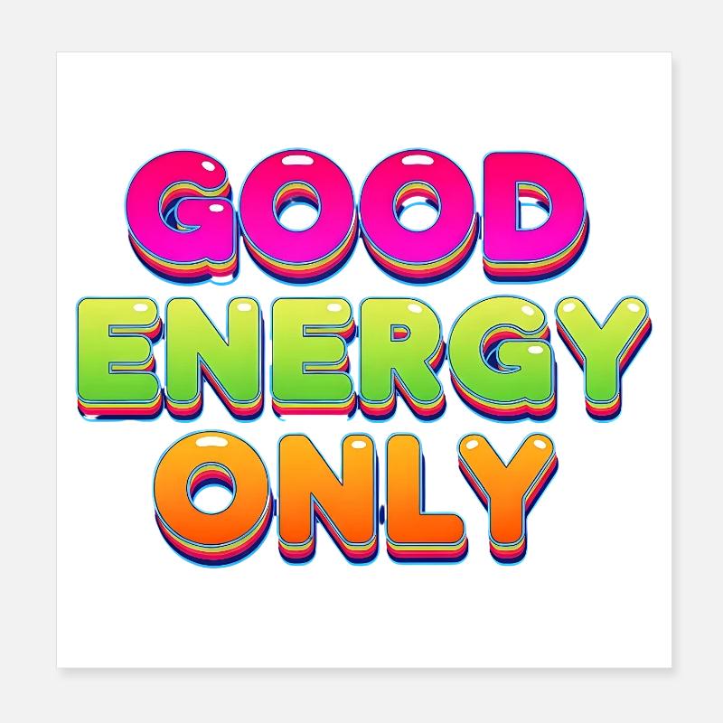 Bonne énergie, design rétro coloré et statement Poster 20 x 20 cm
