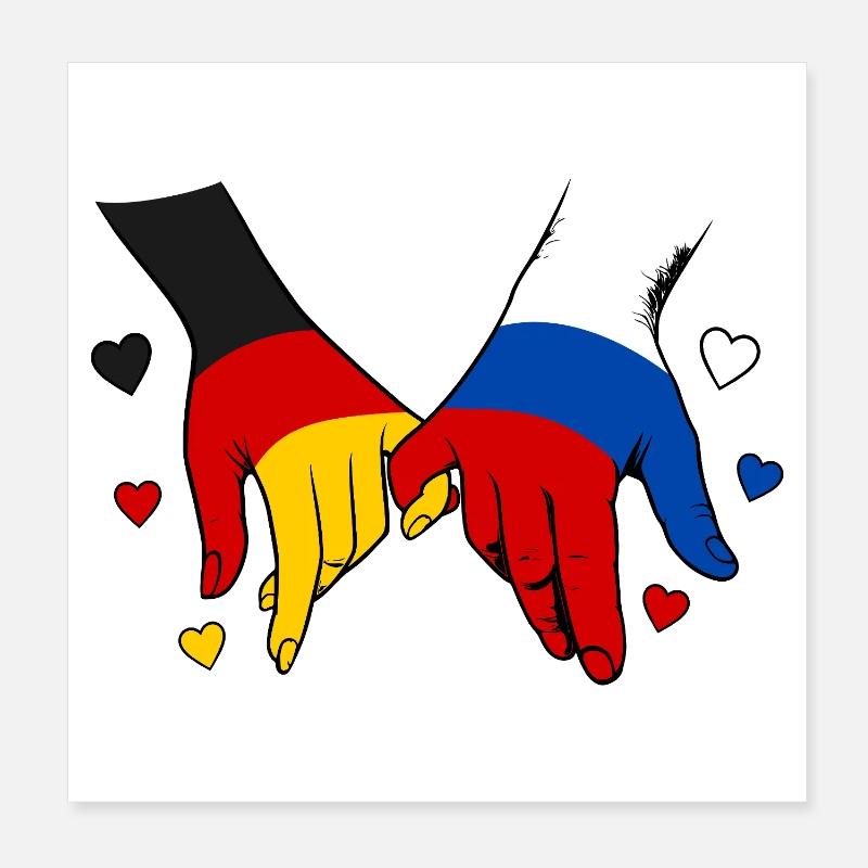 Le drapeau Allemagne-Russie se tenant la main Poster 20 x 20 cm