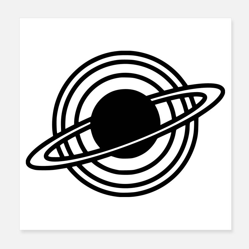 Saturn Planet Ringe Silhouette Poster 20x20 cm