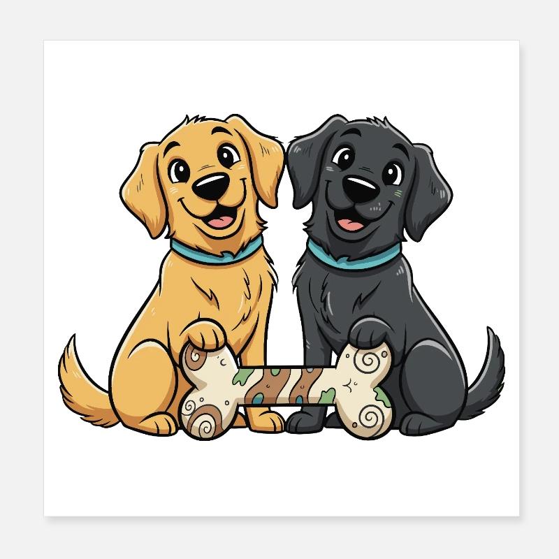 Pfotenfreund Duo mit Knochen Poster 20x20 cm