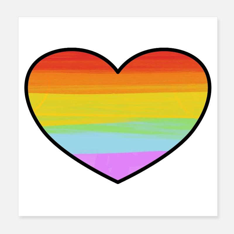 Rainbow Pride Heart Poster 8" x 8" (20x20 cm)