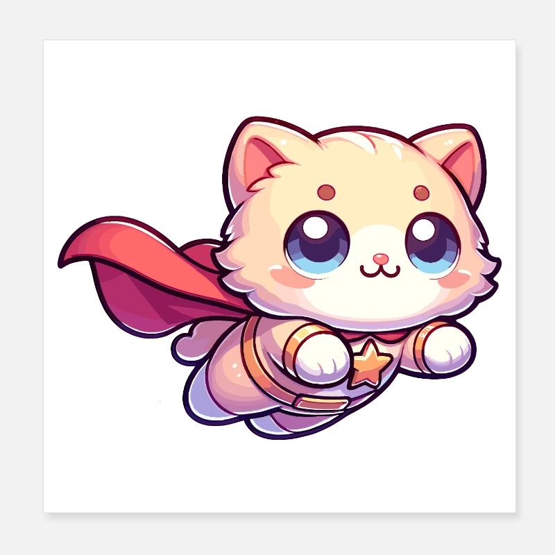 Superhero Cat Kitten Hero Kitty Poster 8" x 8" (20x20 cm)