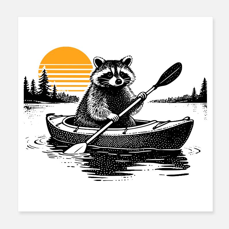 Kajak Waschbär Poster 20x20 cm