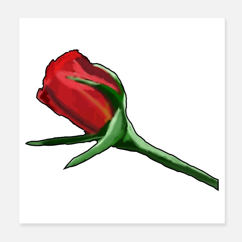 Red Rose on Black Painterly Poster 8" x 8" (20x20 cm)