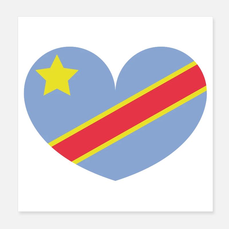 Congo heart flag Poster 8" x 8" (20x20 cm)