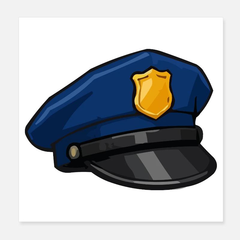 Cartoon-Polizeikappe mit Abzeichen Poster 20x20 cm