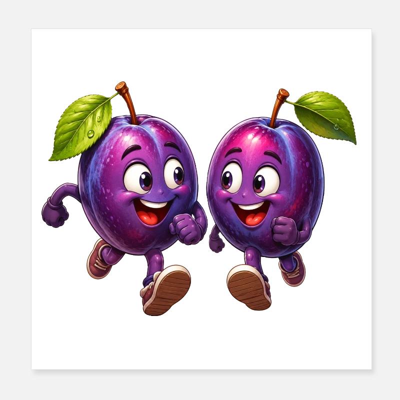 Drôles de prunes Poster 20 x 20 cm