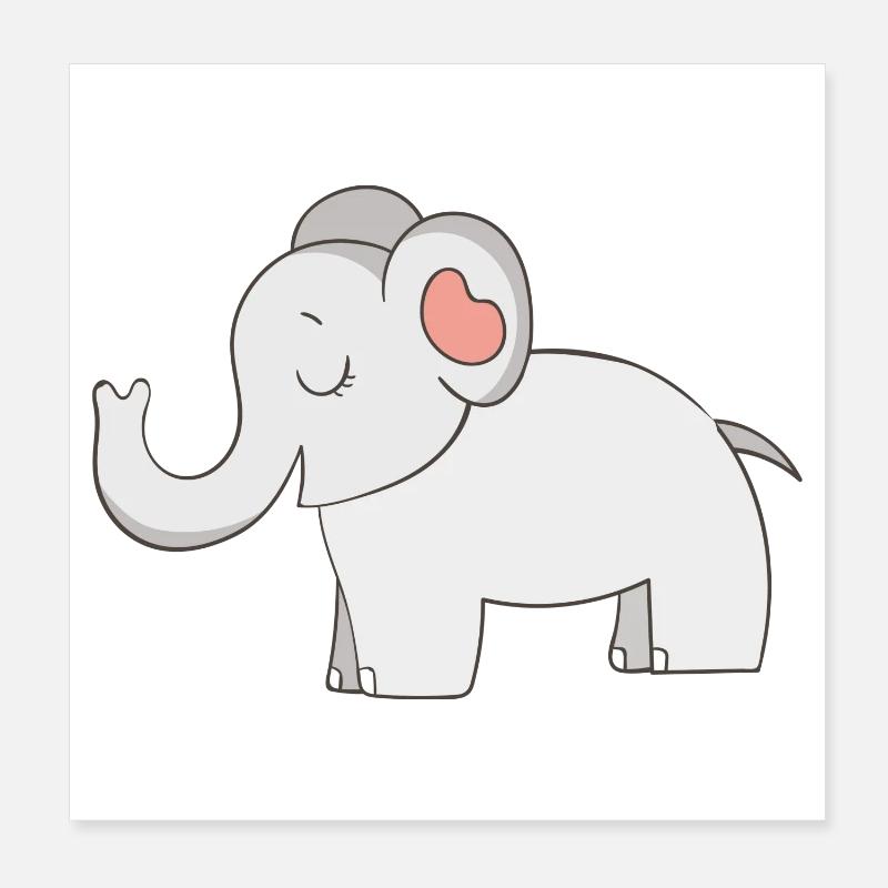 Elefant - Poster 20x20 cm - Weiß