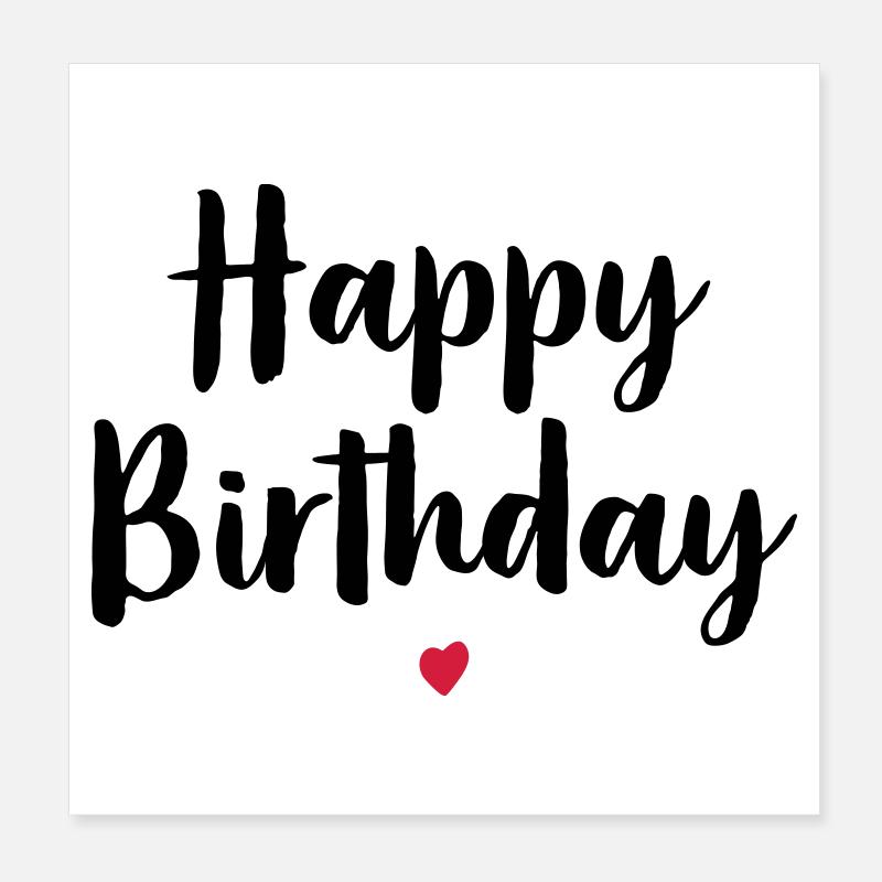 Happy Birthday Herz Geburtstag Geschenk Poster 20x20 cm