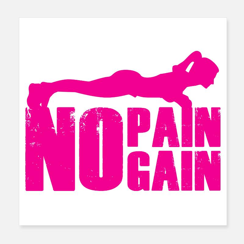 Silhouette de musculation No Pain No Gain Poster 20 x 20 cm