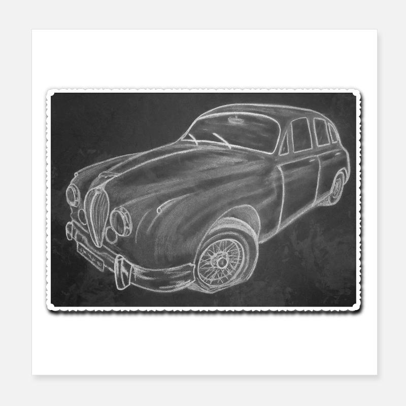 Oldtimer Jaguar - gezeichnet - Kunst auf Shirts... Poster 20x20 cm