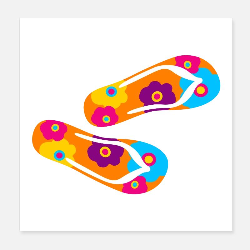 Flip Flops Latent Fleur Fleur Fleur Fleurs colorées Poster 20 x 20 cm