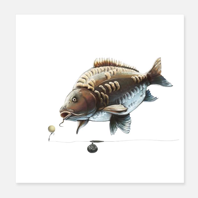 Pêche à la carpe Ronnie Rig Mirror Carp Design Poster 20 x 20 cm