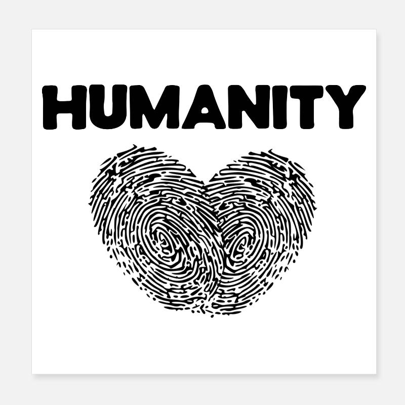 Love Heart Saying Humanity Peace Movement Poster 8" x 8" (20x20 cm)
