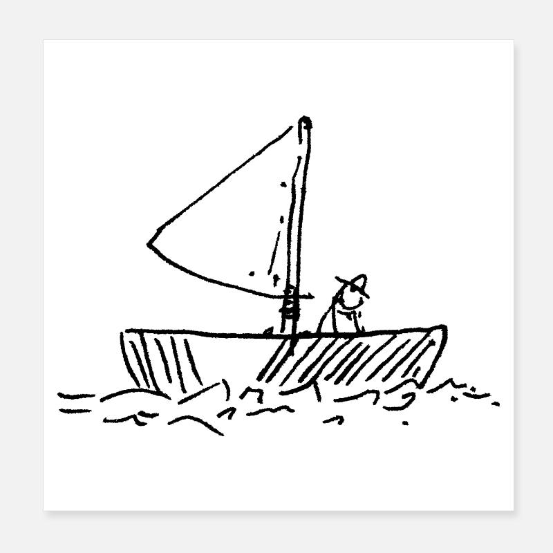 Fischer im Boot Poster 20x20 cm