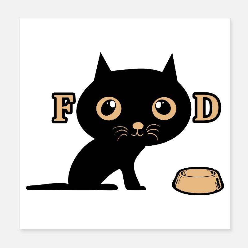 Le chat mignon a faim Poster 20 x 20 cm