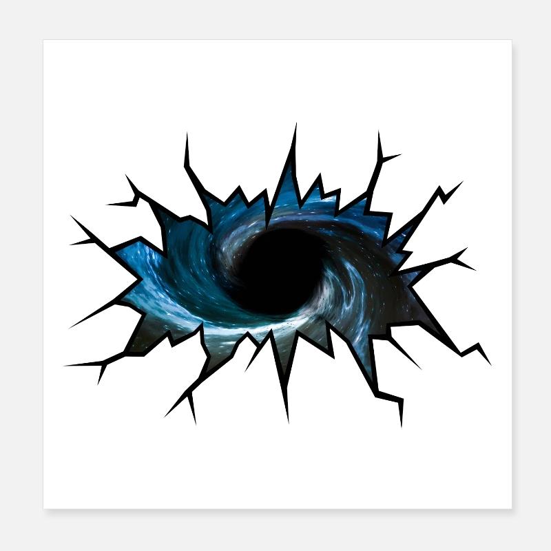 Schwarzes Loch - Poster 20x20 cm - Weiß