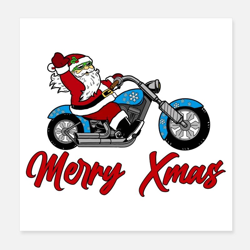 Santa Motorcycle – Attraction de Noël Poster 20 x 20 cm