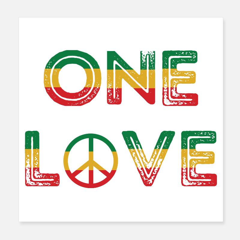 One Love Reggae Peace - Poster 20 x 20 cm - blanc