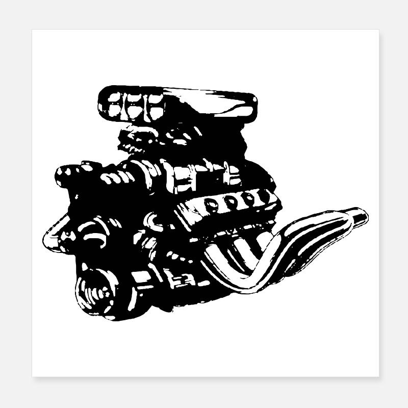V8 engine Poster 8" x 8" (20x20 cm)