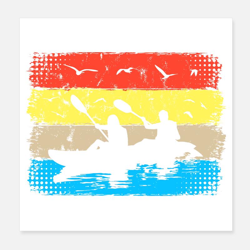 Retro Kayak - Kayak - Canoë & Aviron Poster 20 x 20 cm