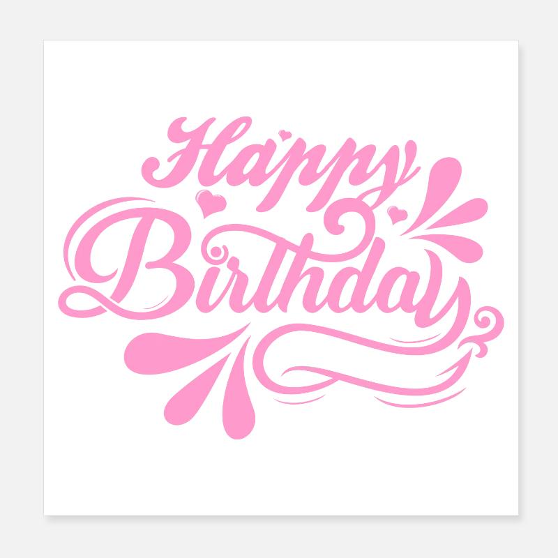 Geburtstagsglück in pinker Schrift Poster 20x20 cm