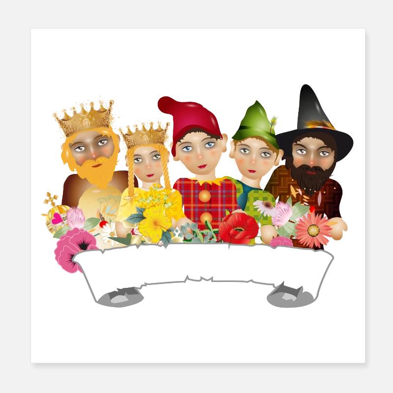 Cinq figures de l’ensemble du Punch and Judy Theatre Poster 20 x 20 cm