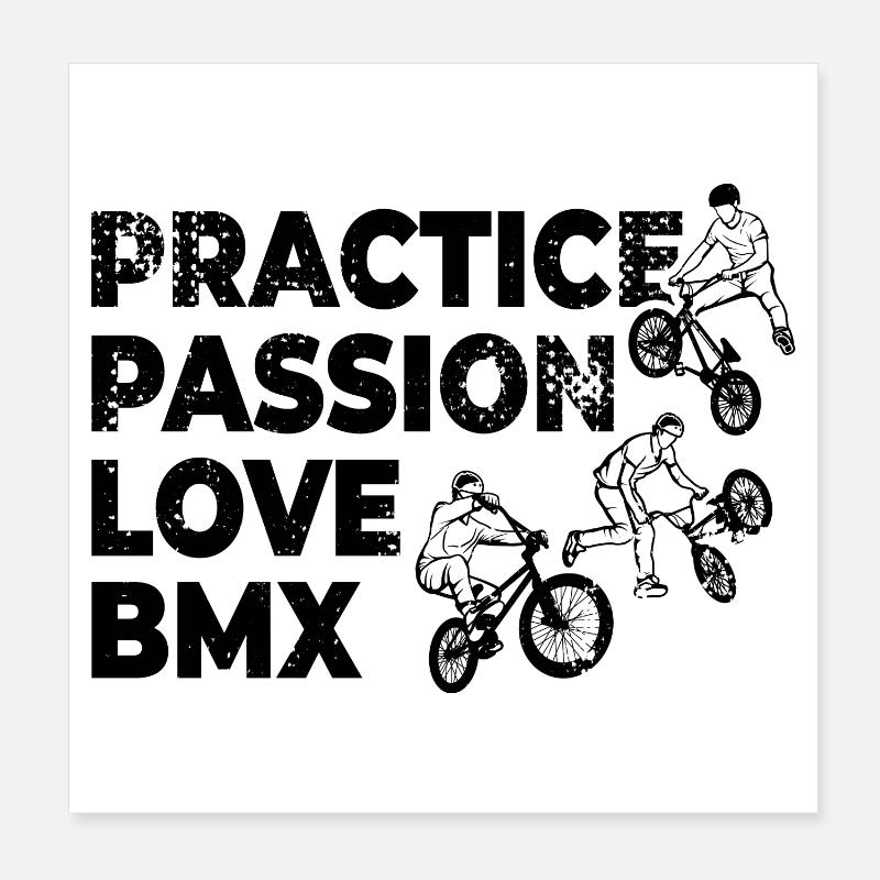 Practice Passion Love BMX Poster 8" x 8" (20x20 cm)