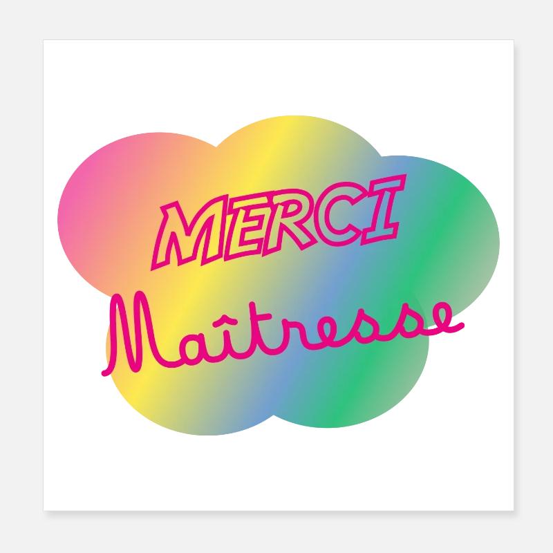 MAÎTRESSE. MAITRE. MERCI. MERCI MAÎTRESSE Poster 20 x 20 cm