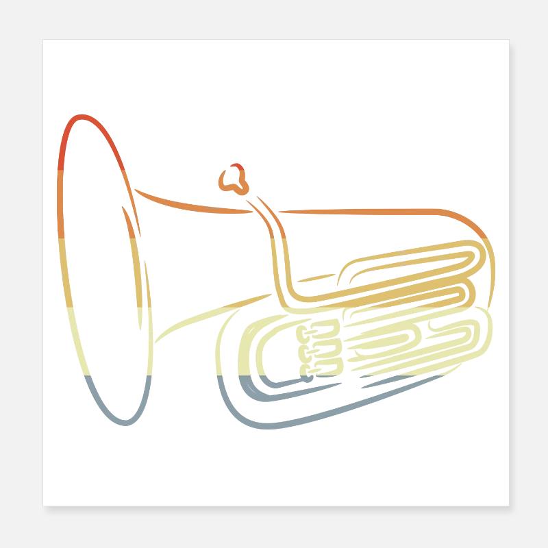 Dessin de Tuba Vintage Poster 20 x 20 cm