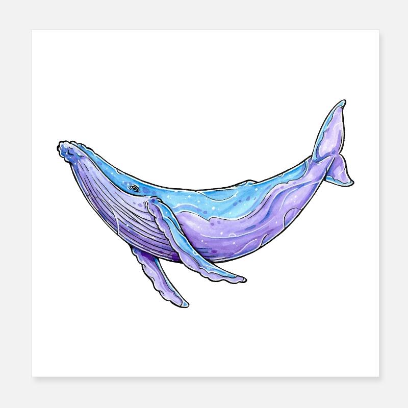Baleine à bosse aquarelle Poster 20 x 20 cm