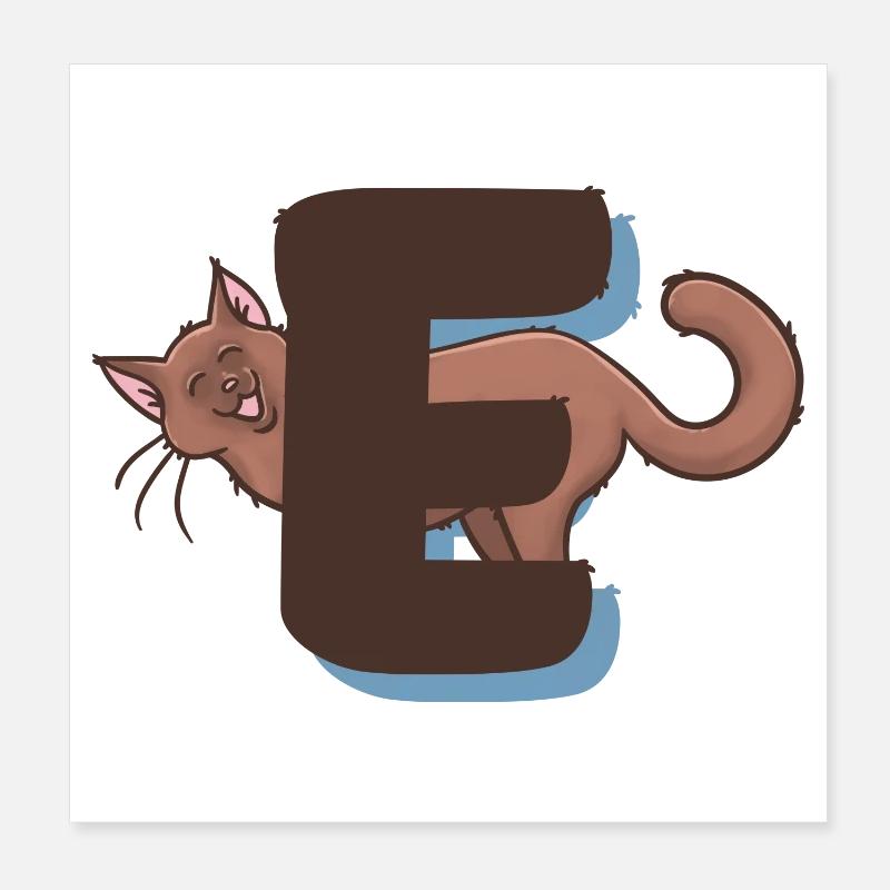 Lettre E du chat Poster 20 x 20 cm