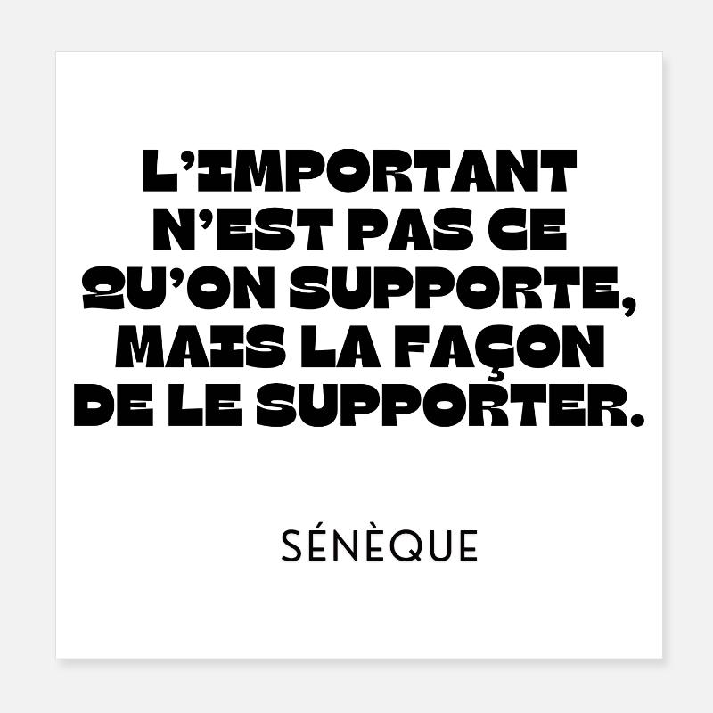 Citation motivante Sénèque stoïcisme - Poster 20 x 20 cm - blanc