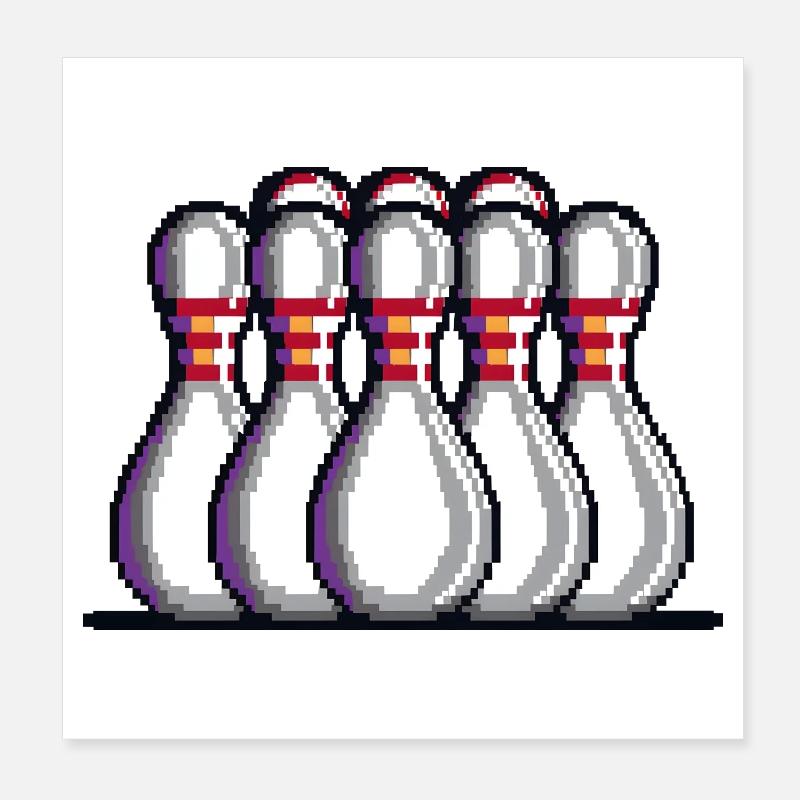 Quilles de bowling Pixel Poster 20 x 20 cm