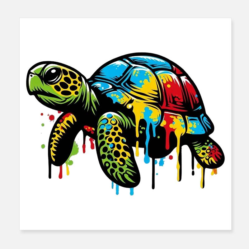 Turtle Poster 8" x 8" (20x20 cm)