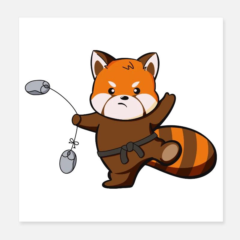 Süßer Panda macht Kung Fu - Poster 20x20 cm - Weiß
