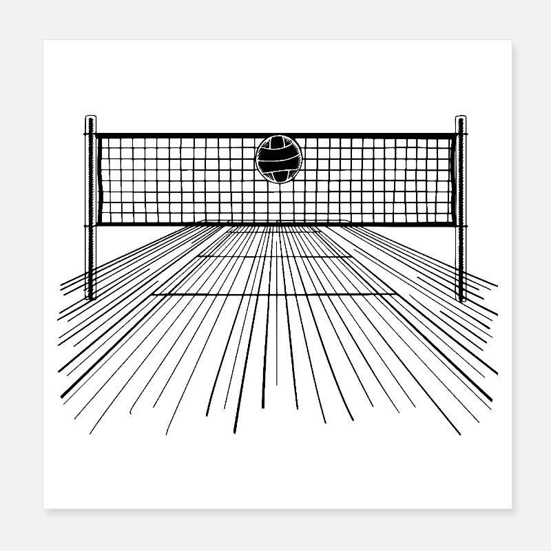 Pallone da pallavolo e rete Poster 20x20 cm
