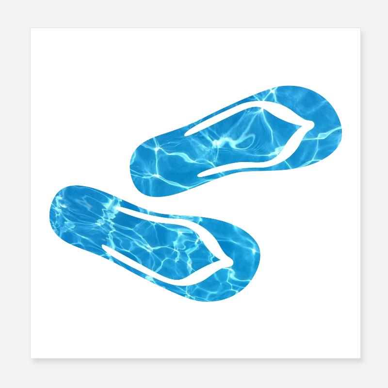 Latschen Pool Flip Flops Camping Wasser Urlaub Fun Poster 20x20 cm