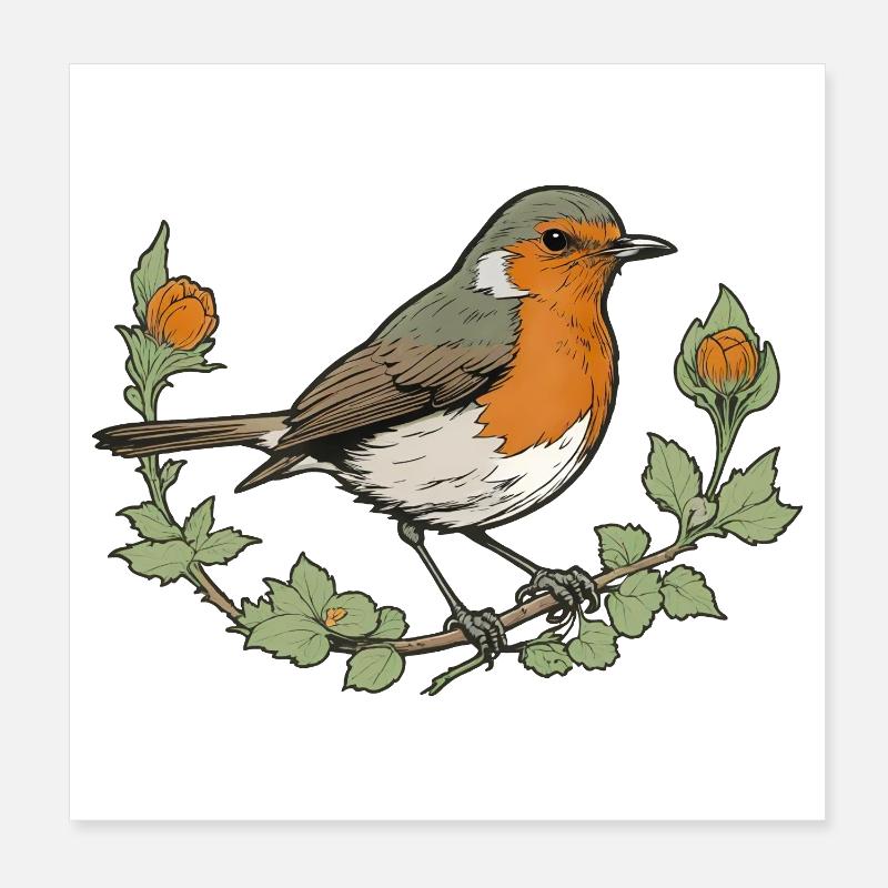 Robin Poster 20x20 cm