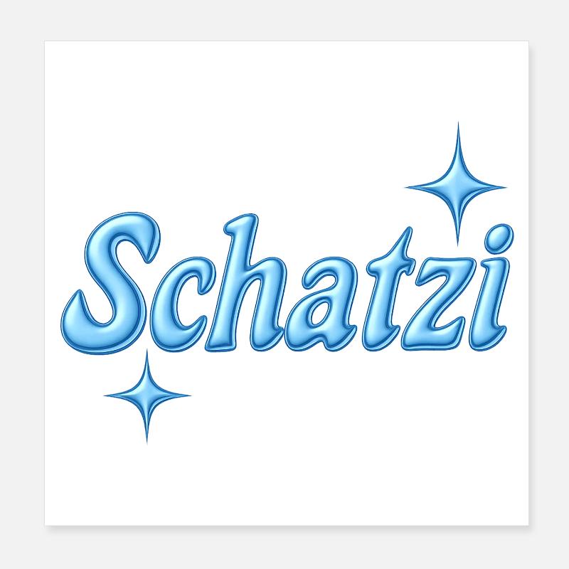 schatzi / Design Y2K / bleu Poster 20 x 20 cm