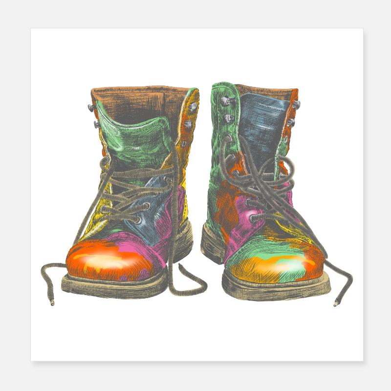 Illustration de bottes graffiti colorées Poster 20 x 20 cm