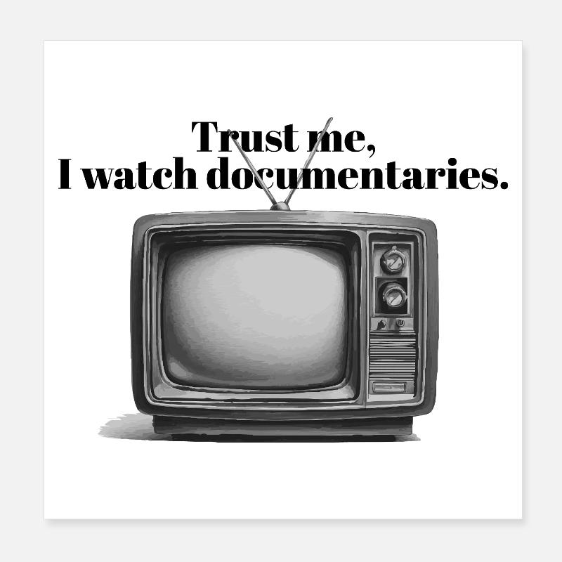 Documentaries | Funny True Crime Retro TV Design Poster 20x20 cm