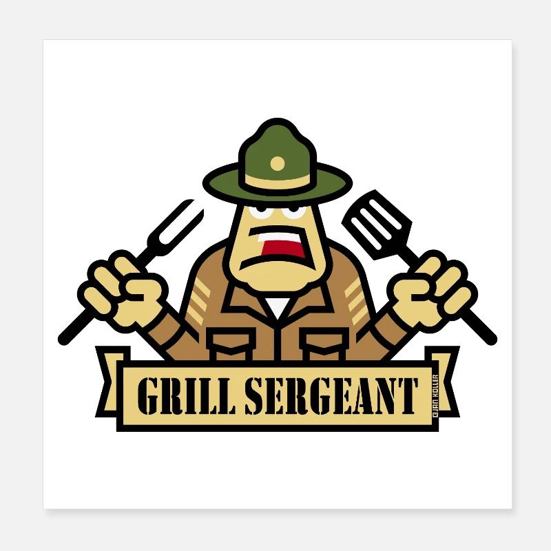 Grill Sergeant (Grillen / BBQ / Barbecue) Poster 20x20 cm