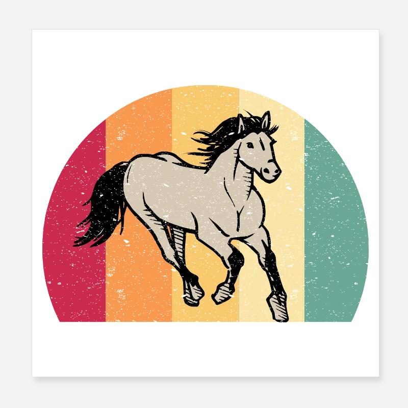 Motif Cheval Motif Cheval Look Vintage Rétro Poster 20 x 20 cm