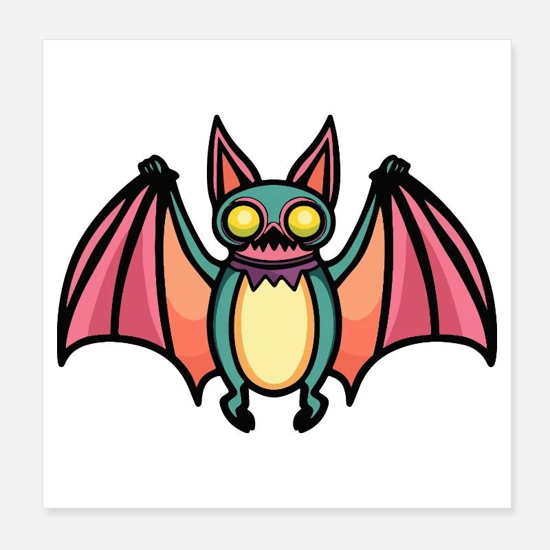 Bat Halloween Zombie Poster 8" x 8" (20x20 cm)