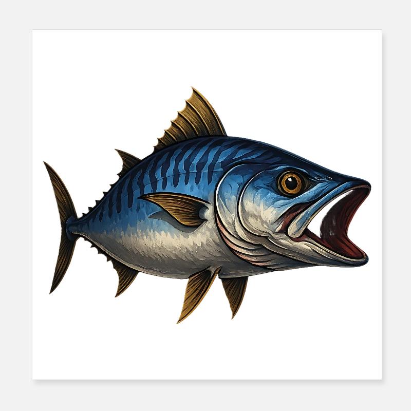 Dynamischer Blauflossen-Thunfisch Illustration Poster 20x20 cm