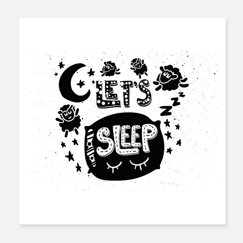 Let’s Sleep - Conception de chemise de sommeil en mouton mignon Poster 20 x 20 cm